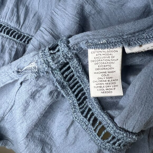 LOFT | Blue Tank Blouse with Lace inserts, size Large - Picture 5 of 6